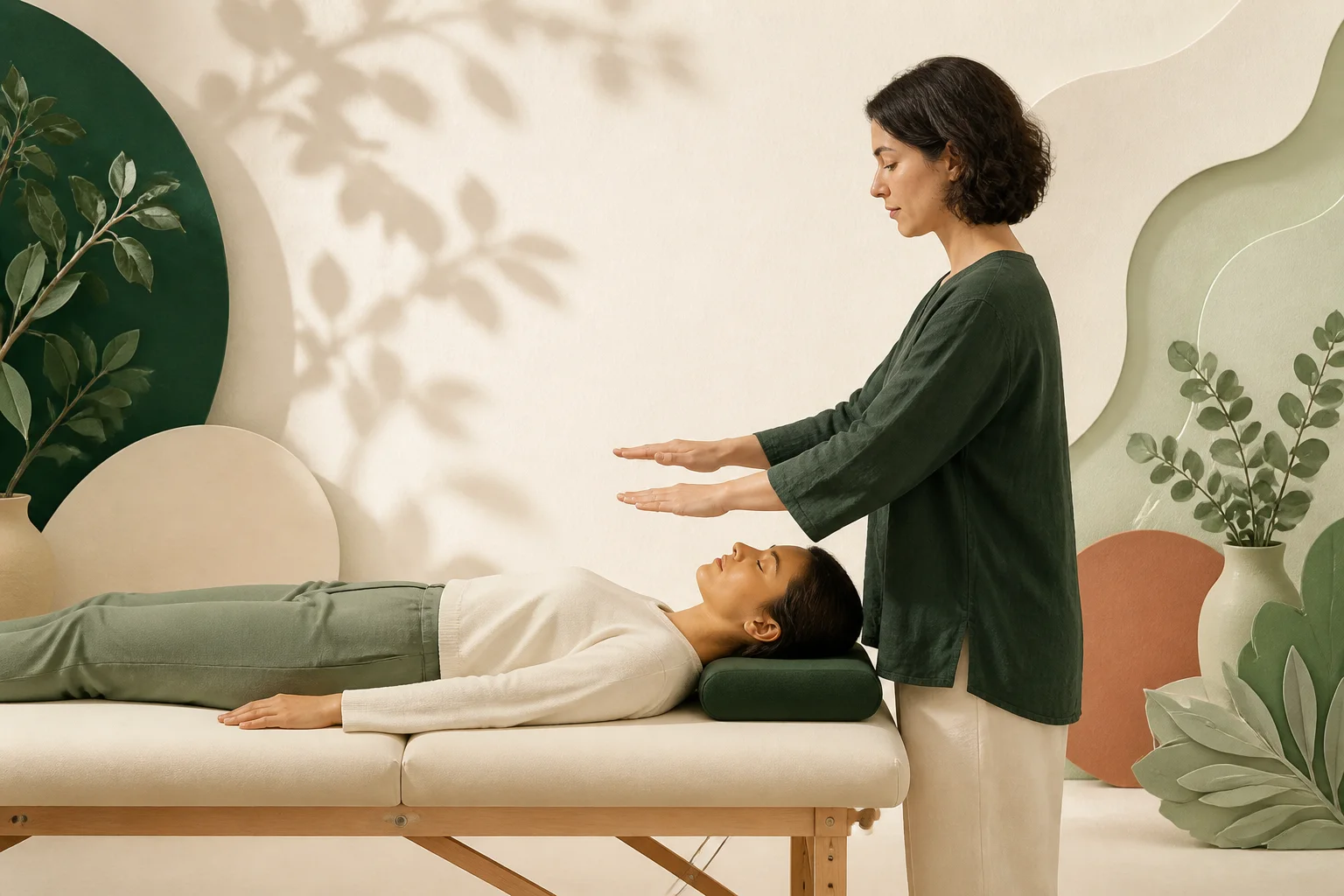 Reiki uygulamasında ellerin konumunu gösteren görsel
